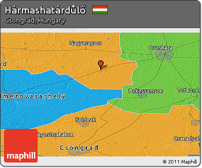 Political Panoramic Map of Hármashatárdůlő