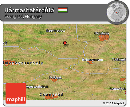 Satellite Panoramic Map of Hármashatárdůlő