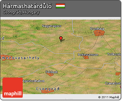 Satellite Panoramic Map of Hármashatárdůlő
