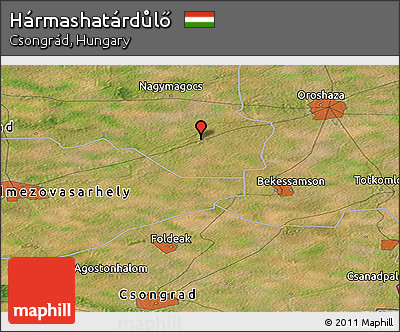 Satellite Panoramic Map of Hármashatárdůlő