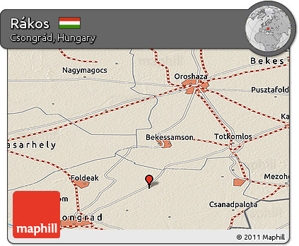 Shaded Relief Panoramic Map of Rákos