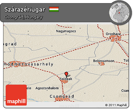 Shaded Relief Panoramic Map of Szárazériugar