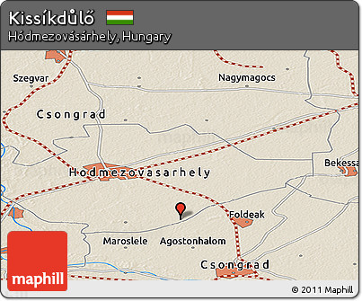 Shaded Relief Panoramic Map of Kissíkdůlő