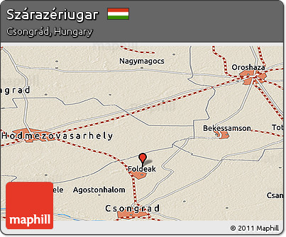 Shaded Relief Panoramic Map of Szárazériugar