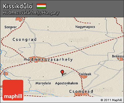 Shaded Relief Panoramic Map of Kissíkdůlő