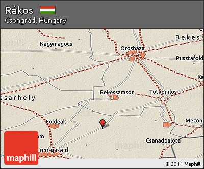 Shaded Relief Panoramic Map of Rákos