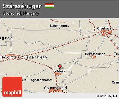 Shaded Relief Panoramic Map of Szárazériugar