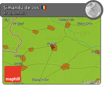 Physical 3D Map of Şimandu De Jos