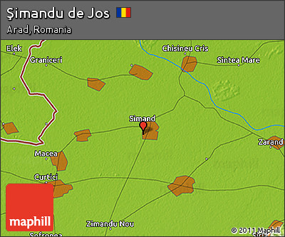 Physical 3D Map of Şimandu De Jos