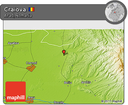 Physical 3D Map of Craiova