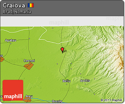 Physical 3D Map of Craiova