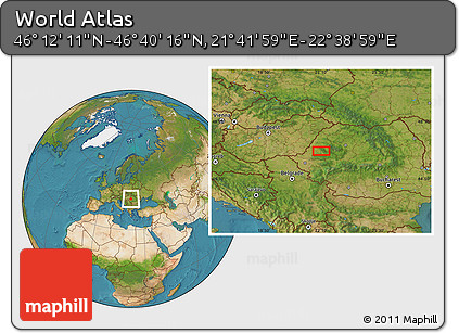 Satellite Location Map of the Area around 46° 26' 14" N, 22° 10' 29" E
