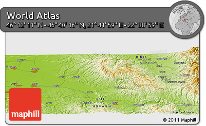 Physical Panoramic Map of the Area around 46° 26' 14" N, 22° 10' 29" E