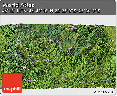 Satellite 3D Map of the Area around 46° 26' 14" N, 23° 1' 29" E