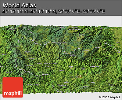 Satellite 3D Map of the Area around 46° 26' 14" N, 23° 1' 29" E
