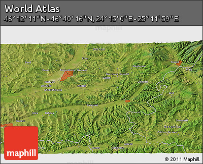 Satellite 3D Map of the Area around 46° 26' 14" N, 24° 43' 30" E