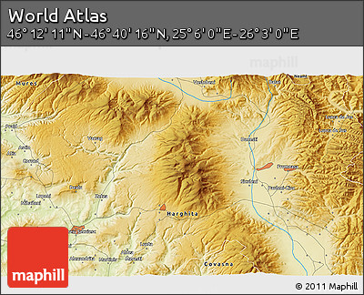 Physical 3D Map of the Area around 46° 26' 14" N, 25° 34' 30" E
