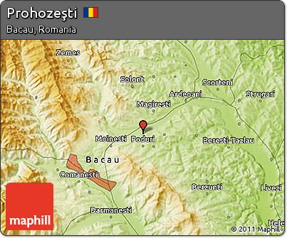 Physical 3D Map of Prohozeşti