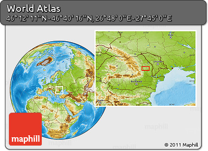 Physical Location Map of the Area around 46° 26' 14" N, 27° 16' 29" E