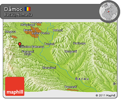 Physical Panoramic Map of Dămoc