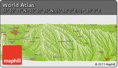 Physical Panoramic Map of the Area around 46° 26' 14" N, 27° 16' 29" E