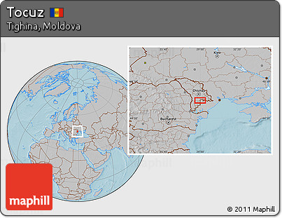 Gray Location Map of Tocuz, hill shading