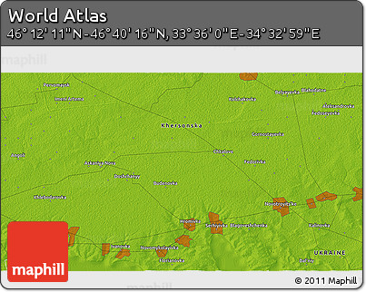 Physical 3D Map of the Area around 46° 26' 14" N, 34° 4' 30" E