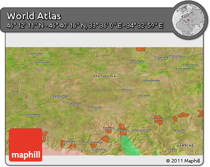 Satellite 3D Map of the Area around 46° 26' 14" N, 34° 4' 30" E