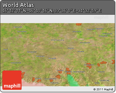 Satellite 3D Map of the Area around 46° 26' 14" N, 34° 4' 30" E