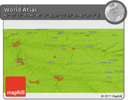 Physical 3D Map of the Area around 46° 26' 14" N, 40° 1' 29" E