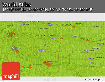 Physical 3D Map of the Area around 46° 26' 14" N, 40° 1' 29" E