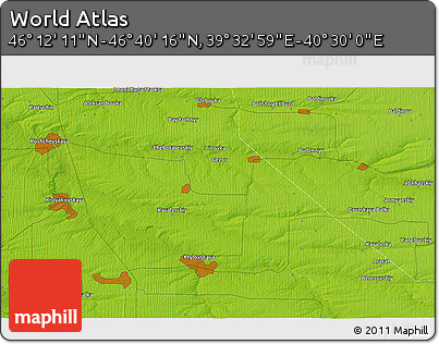 Physical 3D Map of the Area around 46° 26' 14" N, 40° 1' 29" E