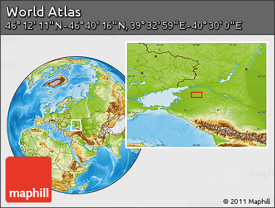 Physical Location Map of the Area around 46° 26' 14" N, 40° 1' 29" E