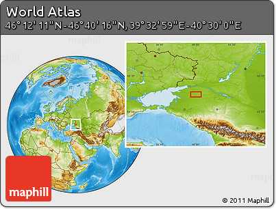 Physical Location Map of the Area around 46° 26' 14" N, 40° 1' 29" E
