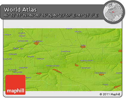 Physical 3D Map of the Area around 46° 26' 14" N, 40° 52' 30" E