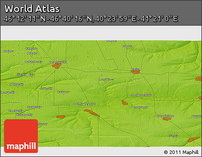Physical 3D Map of the Area around 46° 26' 14" N, 40° 52' 30" E