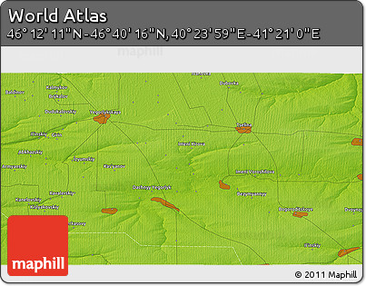 Physical 3D Map of the Area around 46° 26' 14" N, 40° 52' 30" E