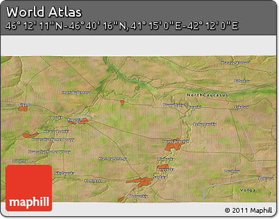 Satellite 3D Map of the Area around 46° 26' 14" N, 41° 43' 30" E