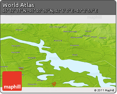 Physical 3D Map of the Area around 46° 26' 14" N, 42° 34' 30" E