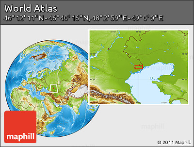 Physical Location Map of the Area around 46° 26' 14" N, 48° 31' 29" E