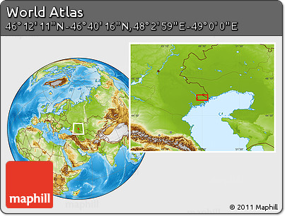 Physical Location Map of the Area around 46° 26' 14" N, 48° 31' 29" E