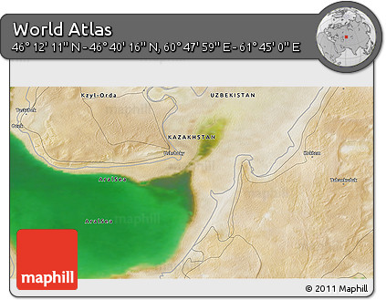 Satellite 3D Map of the Area around 46° 26' 14" N, 61° 16' 29" E