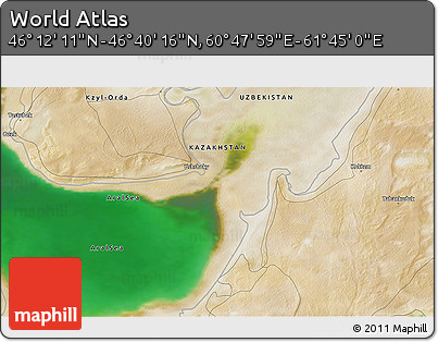 Satellite 3D Map of the Area around 46° 26' 14" N, 61° 16' 29" E
