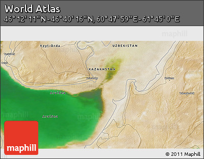 Satellite 3D Map of the Area around 46° 26' 14" N, 61° 16' 29" E