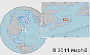 Gray Location Map of the area around 46° 26' 14" N, 61° 58' 30" W, hill shading