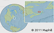 Savanna Style Location Map of the area around 46° 26' 14" N, 61° 58' 30" W, hill shading