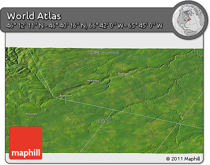 Satellite 3D Map of the Area around 46° 26' 14" N, 66° 13' 29" W