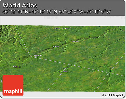 Satellite 3D Map of the Area around 46° 26' 14" N, 66° 13' 29" W