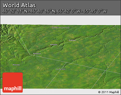 Satellite 3D Map of the Area around 46° 26' 14" N, 66° 13' 29" W