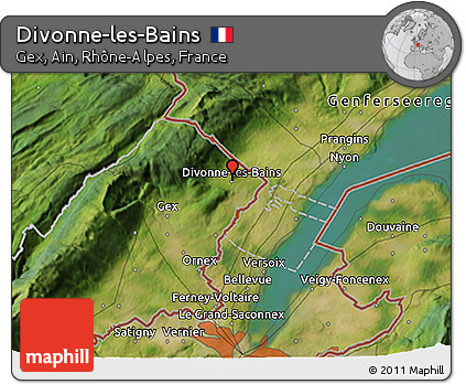Satellite 3D Map of Divonne-les-Bains